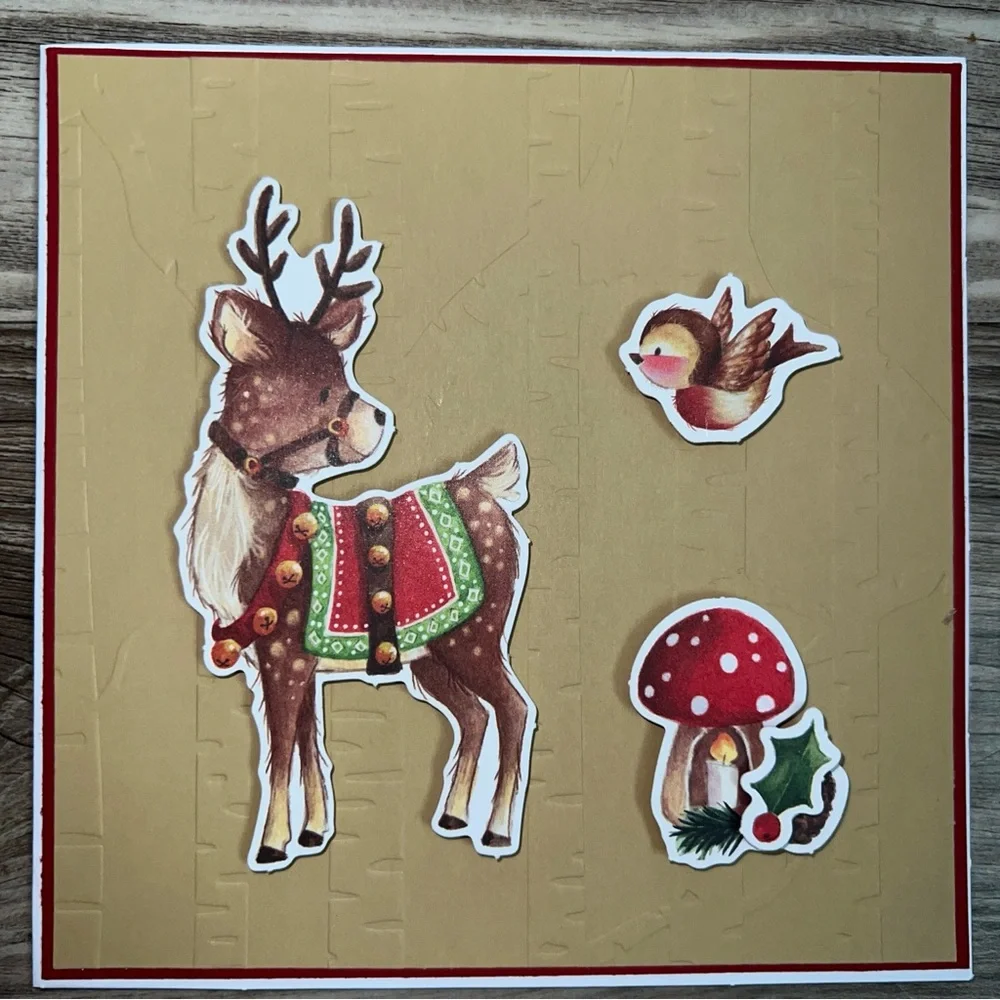 Festive Gnome Holiday Card Set of 6 With Envelopes Square 5.5” x 5.5”